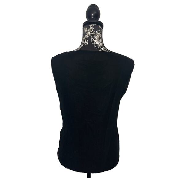 Vintage Clayden Silk Blend Sleeveless Blouse Velvet Burnout Accents Black Small - Picture 10 of 11